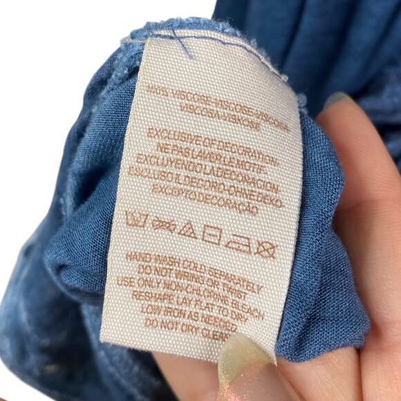 Free People Rip Tide Deep Blue Embroidered Eyelet Tunic Duster SZ S - Picture 15 of 16